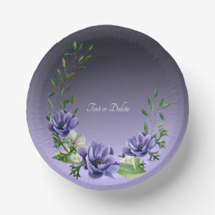 Watercolor Purple Flowers Paper Bowls Paper Plate