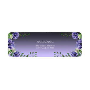 Watercolor Purple Flowers Return Address Label