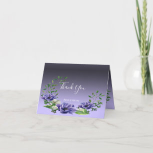 Watercolor Purple Flowers Thank You Card