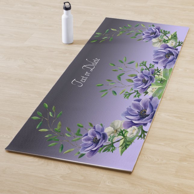 Watercolor Purple Flowers Yoga Mat (In Situ)