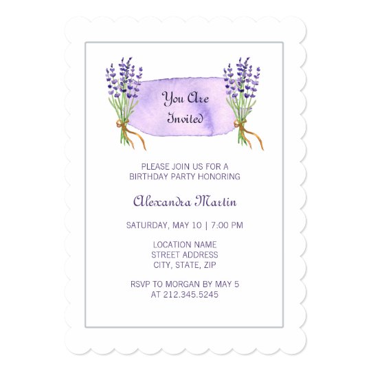 Watercolor Purple French Lavender Flowers Birthday Card