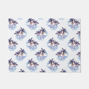 Watercolor Purple Geometric Palm Tree Pattern Doormat