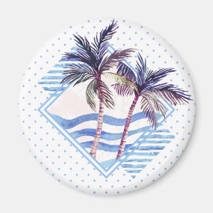 Watercolor Purple Geometric Palm Tree Pattern Magnet
