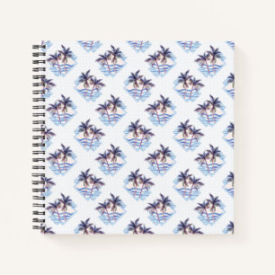 Watercolor Purple Geometric Palm Tree Pattern Notebook