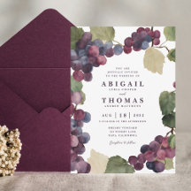 Watercolor Purple Grape Vine Vineyard Wedding