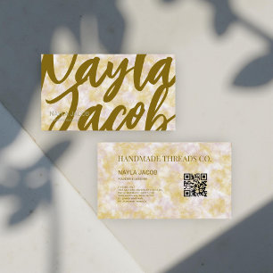 Watercolor Purple & Green Handmade Clothing Business Card