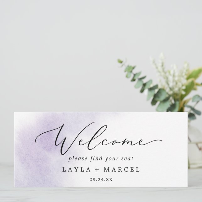Watercolor Purple Hanging Seating Chart Header (Standing Front)
