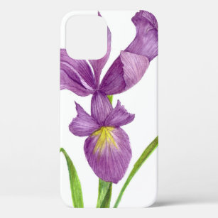 Watercolor Purple Iris Botanical Floral Art iPhone 12 Pro Case
