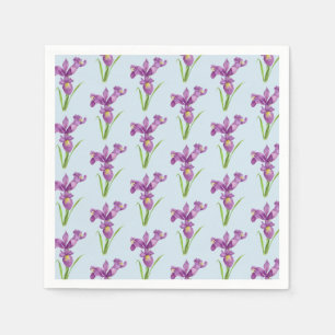 Watercolor Purple Iris Floral Art Napkin
