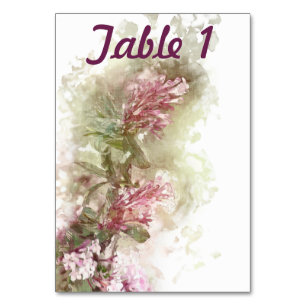 Watercolor Purple Jasmine Wedding Reception Table Number