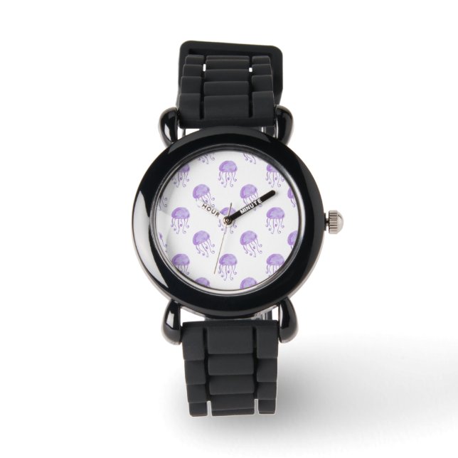 watercolor purple jellyfish watch (Front)