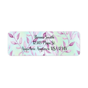 Watercolor Purple Leaf Vine Label