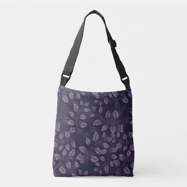 Watercolor Purple Leaves Pattern Crossbody Bag (Front)