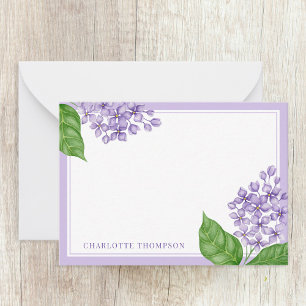 Watercolor Purple Lilacs and Personalized Name Card