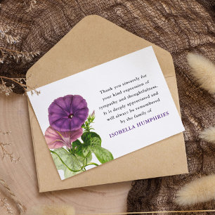 Watercolor Purple Morning Glory   Thank You Card