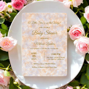 Watercolor Purple & Orange Baby Shower Invitation 