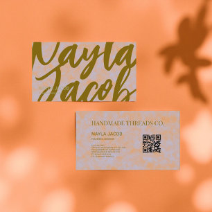 Watercolor Purple & Orange Handmade Clothing Business Card