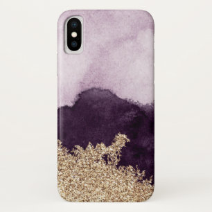 Watercolor purple paint and gold torn Case-Mate iPhone case