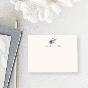 Watercolor Purple Pansy Personalized Ivory Post-it Notes