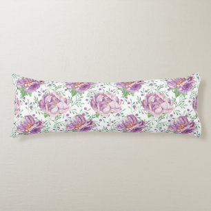 watercolor purple peony body pillow
