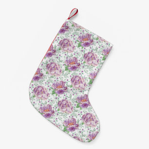 watercolor purple peony small christmas stocking