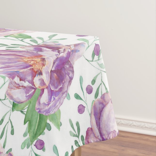 watercolor purple peony tablecloth (In Situ)