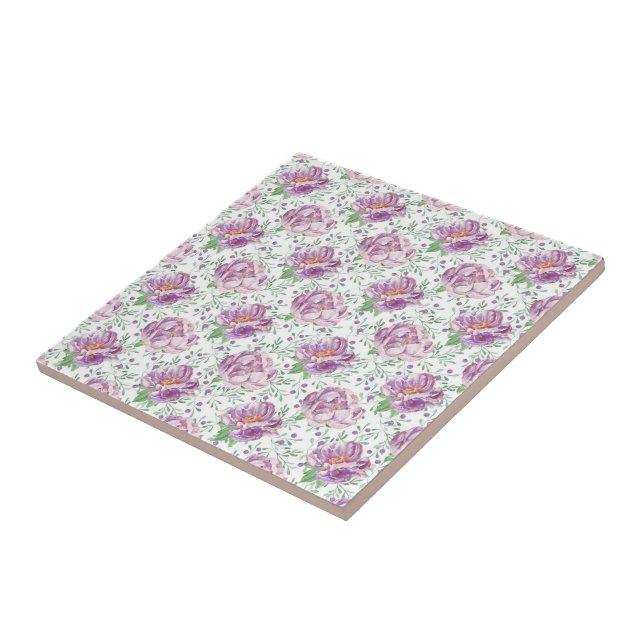 watercolor purple peony tile (Side)