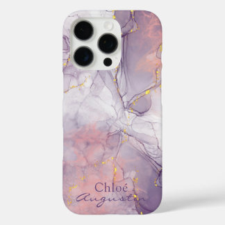 Watercolor Purple Pink alcohol Ink gold glitter  C iPhone 16 Pro Case