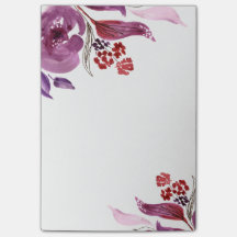 Watercolor Purple + Pink Floral Post-It Notes