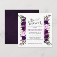 Watercolor Purple Plum Floral Boho Bridal Shower