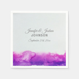 Watercolor Purple Plum Violet Grey Wedding Napkin
