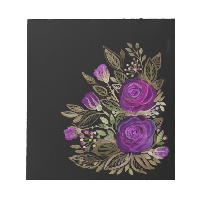 Watercolor Purple roses Notepad (Front)