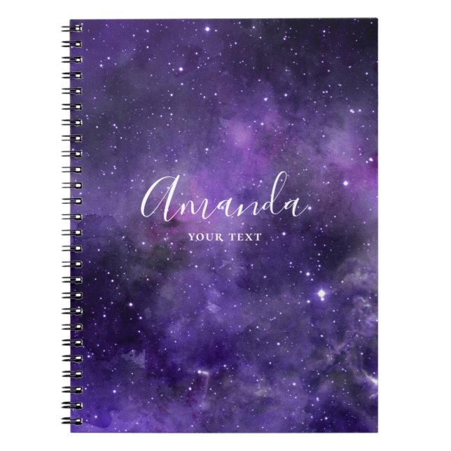 Watercolor purple space. Modern galaxy stars Notebook (Front)