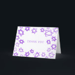 Watercolor Purple Star of David Bar Bat Mitzvah  Thank You Card<br><div class="desc">Perfect fun THANK YOU card to send after a bat mitzvah, bar mitzvah or other Jewish celebration! Hand made watercolor art for you on the front and blank inside! FULLY CUSTOMIZABLE! Click on “Personalize” above to edit the text. Click "edit using design tool" to adjust the fonts, colours and placements....</div>