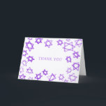 Watercolor Purple Star of David Bar Bat Mitzvah  Thank You Card<br><div class="desc">Perfect fun THANK YOU card to send after a bat mitzvah, bar mitzvah or other Jewish celebration! Hand made watercolor art for you on the front and blank inside! FULLY CUSTOMIZABLE! Click on “Personalize” above to edit the text. Click "edit using design tool" to adjust the fonts, colours and placements....</div>