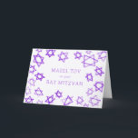 Watercolor Purple Stars MAZEL TOV Bar Bat Mitzvah  Card<br><div class="desc">Perfect fun MAZEL TOV card to send for a bat mitzvah, bar mitzvah or other Jewish celebration! Hand made watercolor art for you on the front and blank inside! FULLY CUSTOMIZABLE! Click on “Personalize” above to edit the text. Click "edit using design tool" to adjust the fonts, colours and placements....</div>