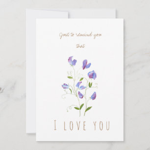 watercolor purple sweat peas flowers greeting card