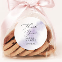 Watercolor Purple Thank You Wedding Favour Sticker