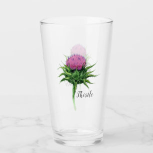 Watercolor Purple Thistle Glass