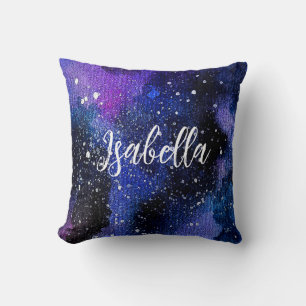 Watercolor Purple Universe Throw Pillow
