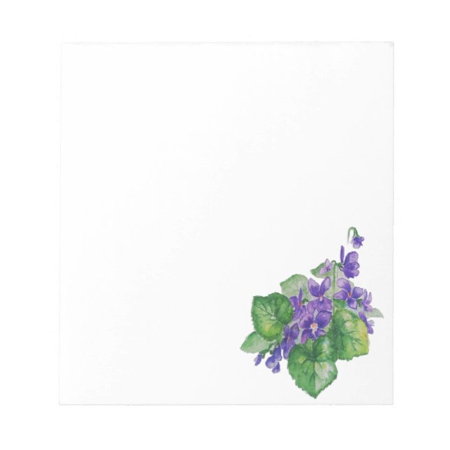 WATERCOLOR Purple Violet Flower Custom Name Notepad (Front)