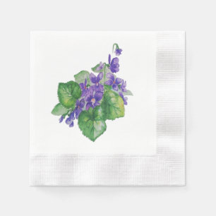 Watercolor Purple Violet Flower Floral Art Napkin
