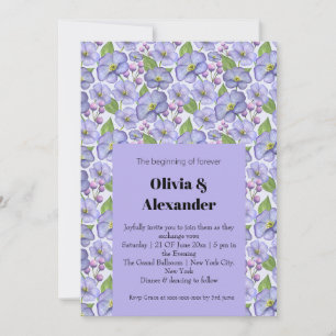 Watercolor Purple Violets & Floral Pattern Invitation