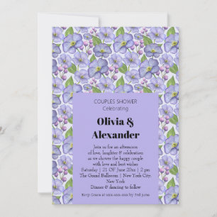 Watercolor Purple Violets & Floral Pattern Invitation