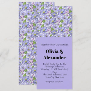 Watercolor Purple Violets & Floral Pattern Invitation