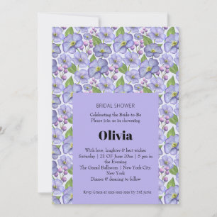 Watercolor Purple Violets & Floral Pattern Invitation