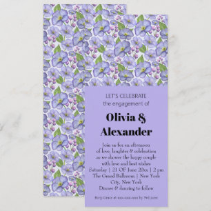 Watercolor Purple Violets & Floral Pattern Invitation