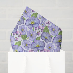 Watercolor Purple Violets & Floral Pattern Tissue Paper