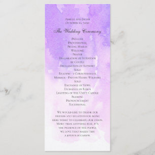 Watercolor purple wedding. Elegant violet lilac Program