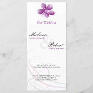Watercolor Purple Wedding Program Card